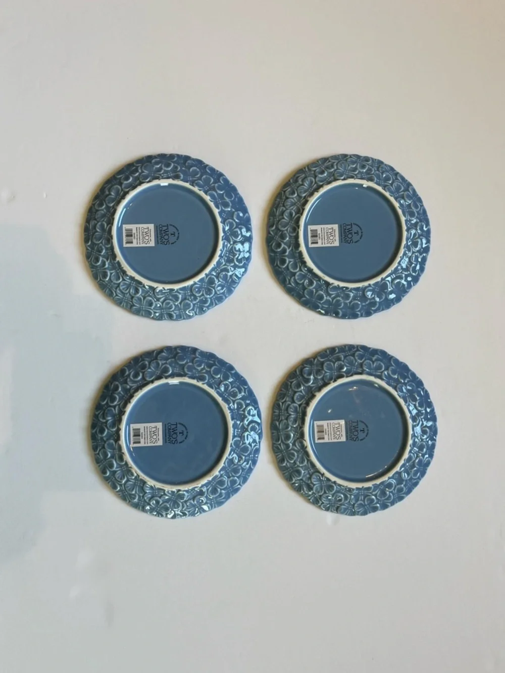 TWO’S COMPANY BLUE HYDRANGEA TIDBIT PLATE | SET OF 4 | NEW WITH TAGS